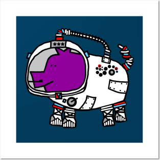 Astronaut Space Pilot Sci Fi Purple Pig Posters and Art